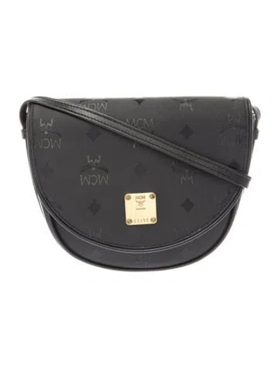 Pre-owned Mcm Vinyl Crossbody Bag In Black