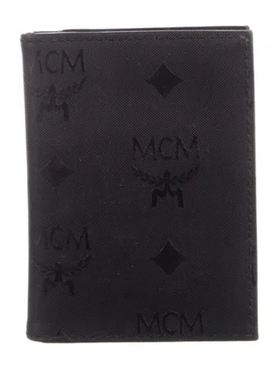 Pre-owned Mcm Vinyl Printed Bifold Wallet In Black