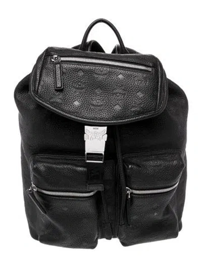 Pre-owned Mcm Visetos Backpack In Black