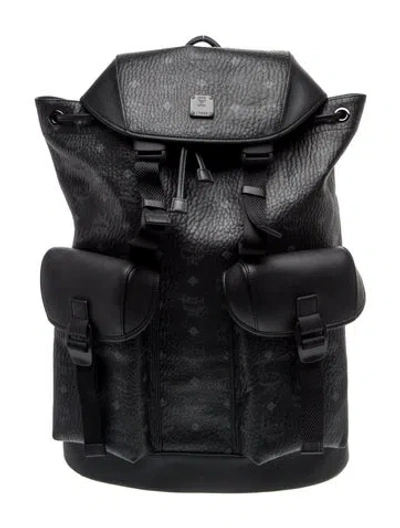 Pre-owned Mcm Visetos Backpack In Black