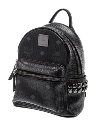 Pre-owned Mcm Visetos Backpack In Black