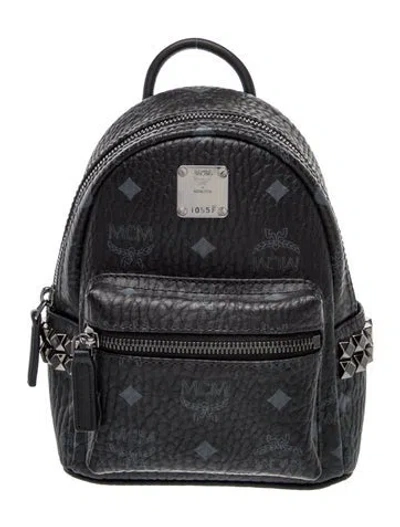 Pre-owned Mcm Visetos Backpack In Black