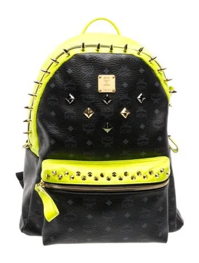 Pre-owned Mcm Visetos Backpack In Black