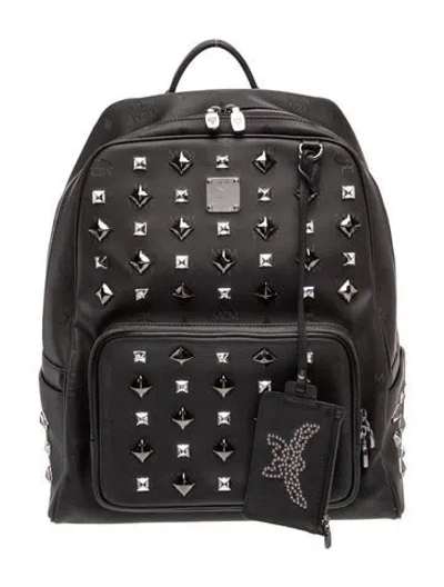 Pre-owned Mcm Visetos Backpack In Black