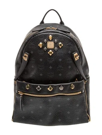 Pre-owned Mcm Visetos Backpack In Black