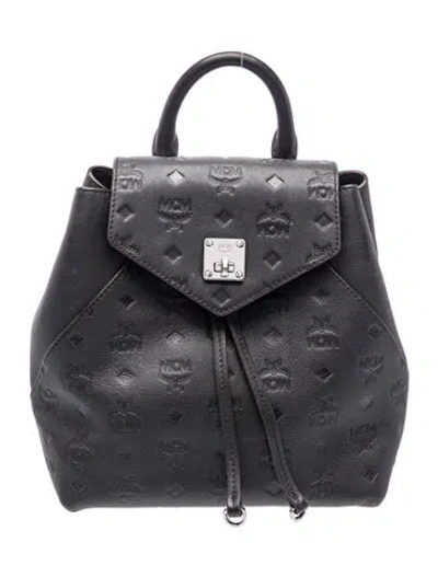 Pre-owned Mcm Visetos Backpack In Black