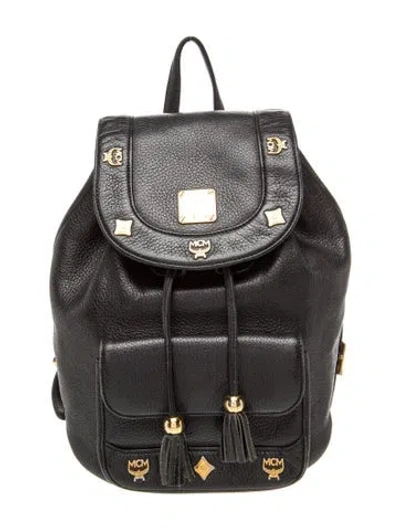 Pre-owned Mcm Visetos Backpack In Black