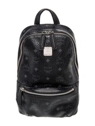 Pre-owned Mcm Visetos Backpack In Black
