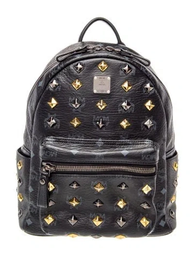 Pre-owned Mcm Visetos Backpack In Black