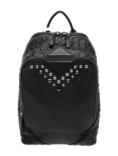 Pre-owned Mcm Visetos Backpack In Black