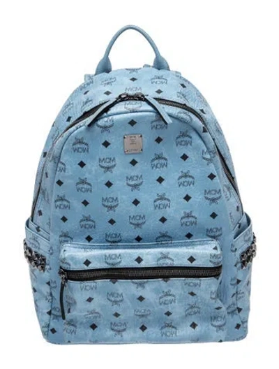 Pre-owned Mcm Visetos Backpack In Blue