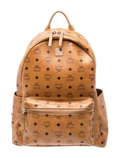 Pre-owned Mcm Visetos Backpack In Brown