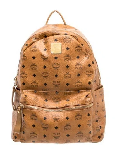 Pre-owned Mcm Visetos Backpack In Brown