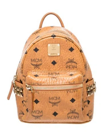 Pre-owned Mcm Visetos Backpack In Brown