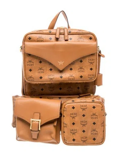 Pre-owned Mcm Visetos Backpack In Brown