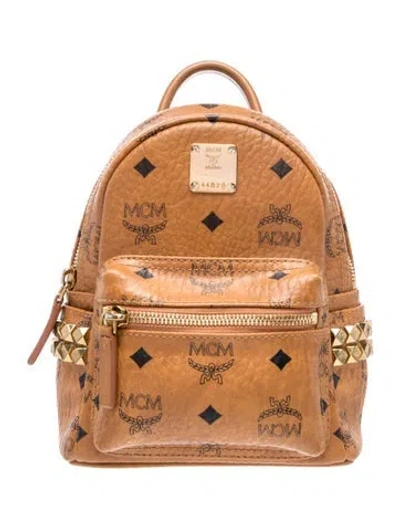 Pre-owned Mcm Visetos Backpack In Brown