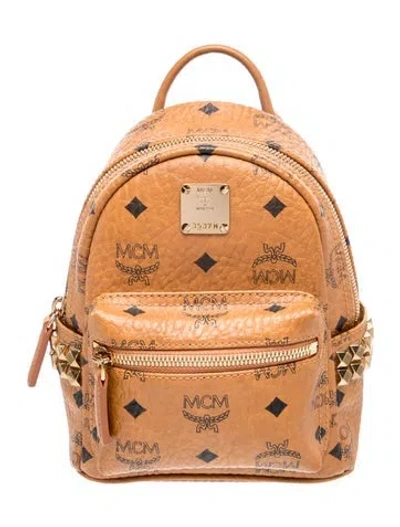Pre-owned Mcm Visetos Backpack In Brown