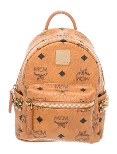 Pre-owned Mcm Visetos Backpack In Brown