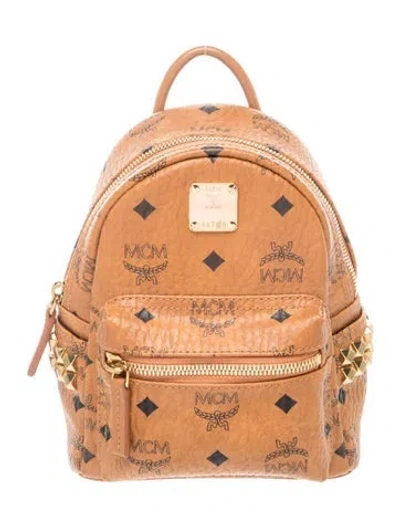 Pre-owned Mcm Visetos Backpack In Brown