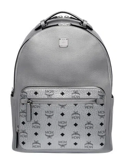 Pre-owned Mcm Visetos Backpack In Grey