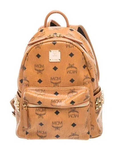 Pre-owned Mcm Visetos Backpack Medium In Brown
