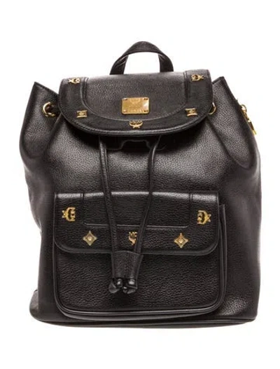 Pre-owned Mcm Visetos Backpack Medium Vintage In Black