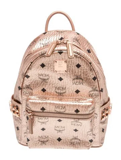 Pre-owned Mcm Visetos Backpack In Metallic/pink