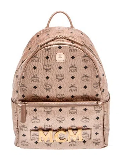 Pre-owned Mcm Visetos Backpack In Metallic/pink