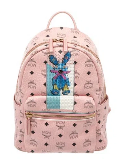 Pre-owned Mcm Visetos Backpack In Pink