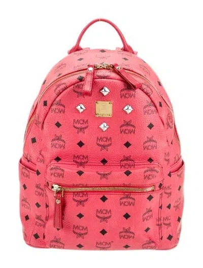 Pre-owned Mcm Visetos Backpack In Red