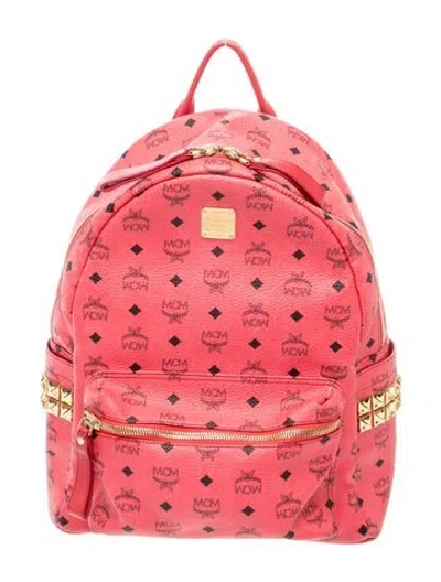 Pre-owned Mcm Visetos Backpack In Red