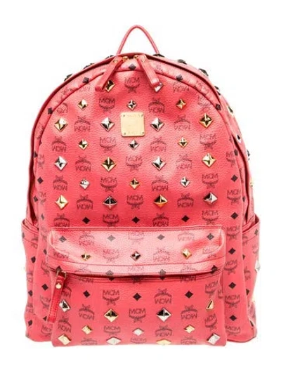 Pre-owned Mcm Visetos Backpack In Red
