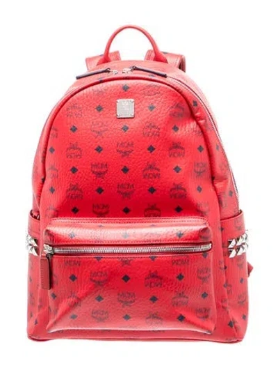 Pre-owned Mcm Visetos Backpack In Red