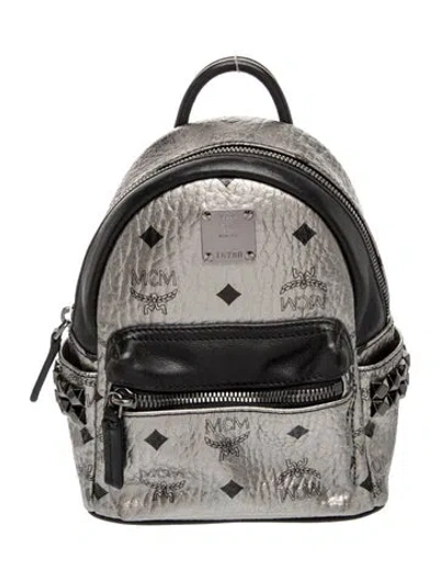 Pre-owned Mcm Visetos Backpack In Silver