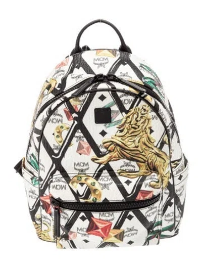 Pre-owned Mcm Visetos Backpack In White
