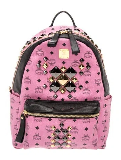 Pre-owned Mcm Visetos Backpack In White
