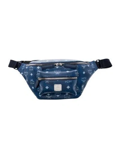 Pre-owned Mcm Visetos Belt Bag In Blue