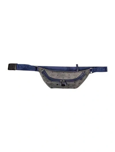 Pre-owned Mcm Visetos Belt Bag In Blue