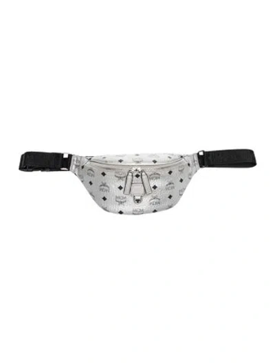 Pre-owned Mcm Visetos Belt Bag In White