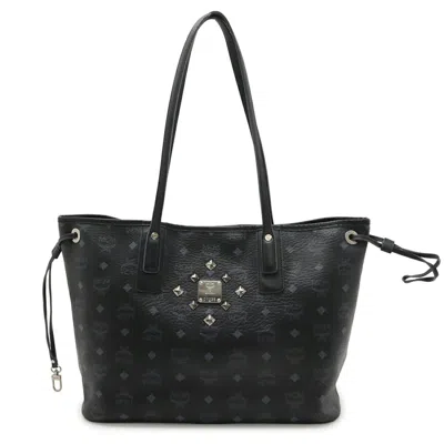 Pre-owned Mcm Visetos Black Gray Pvc Leather Shoulder Bag Tote Bag () In Black, Gray
