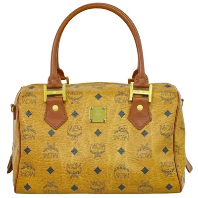 Pre-owned Mcm Visetos Blue - Jeans Handbag () In Brown