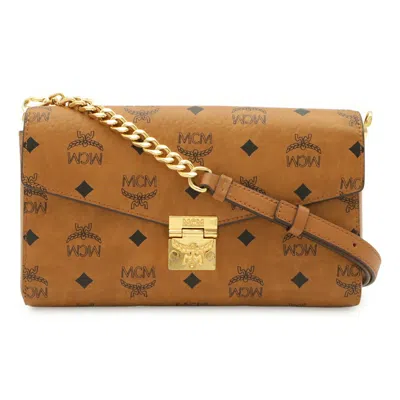 Pre-owned Mcm Visetos Brown Canvas Leather Clutch Bag Shoulder Bag ()