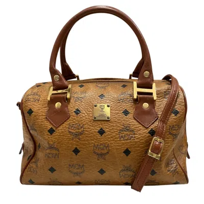 Pre-owned Mcm Visetos Brown Leather Boston Bag ()