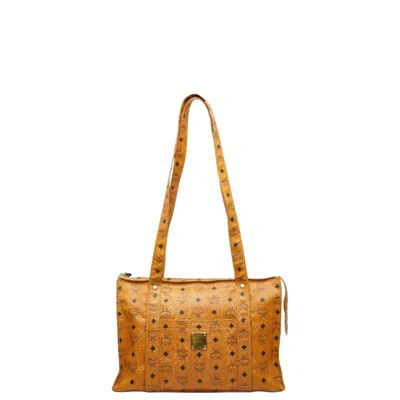 Pre-owned Mcm Visetos Brown Leather Handbag Tote Bag ()