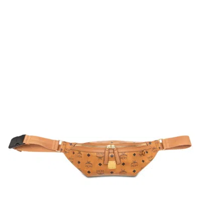 Pre-owned Mcm Visetos Brown Leather Pvc Sling Bag ()
