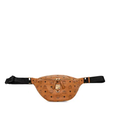 Pre-owned Mcm Visetos Brown Leather Shoulder Bag Sling Bag ()