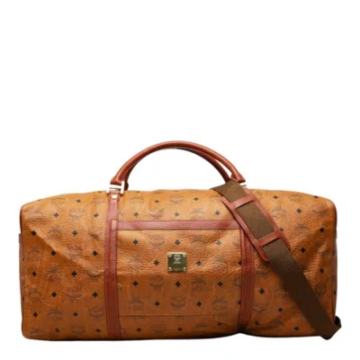 Pre-owned Mcm Visetos Brown Pvc Leather Boston Bag Shoulder Bag ()
