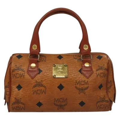 Pre-owned Mcm Visetos Brown,gold Canvas, Leather Travel Bag () In Multi