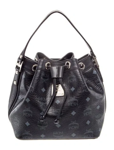 Pre-owned Mcm Visetos Bucket Bag In Black