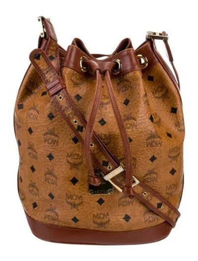 Pre-owned Mcm Visetos Bucket Bag In Brown